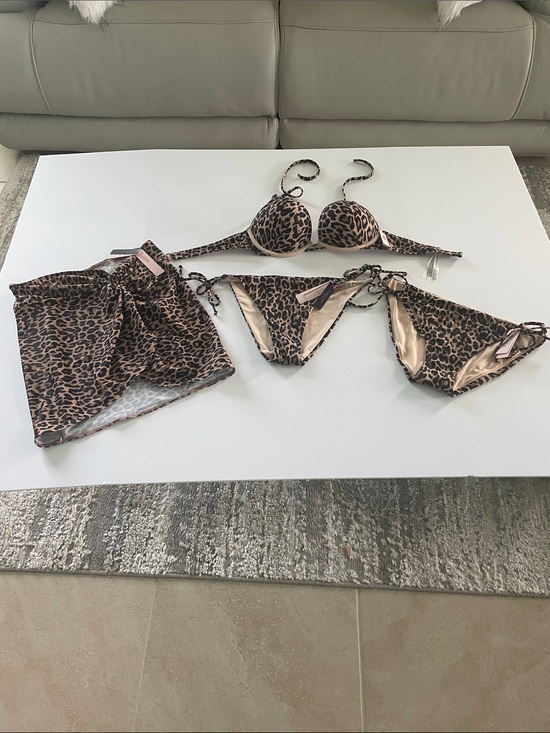Victoria's Secret Other - Victoria's Secret Bombshell Leopard Print 3-Piece Bikini Set - With Sarong